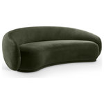 Meridian Furniture - Emery Upholstered Sofa, Green, Velvet, Sofa - Drift away into a cloud of comfort with the Emery green velvet sofa. Its soft, rounded curves and plush velvet upholstery create a truly indulgent seating experience. A timeless piece of furniture that exudes elegance and sophistication with its classic design that will never go out of style.