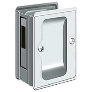 Heavy Duty 3 1/4-Inch x 2 1/4-Inch Passage Pocket Sliding Door Lock Chrome 