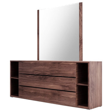 Nova Domus Jagger Modern Walnut Dresser and Mirror Set