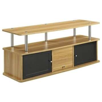 Pemberly Row 47" TV Stand with 3 Cabinets in Light Oak