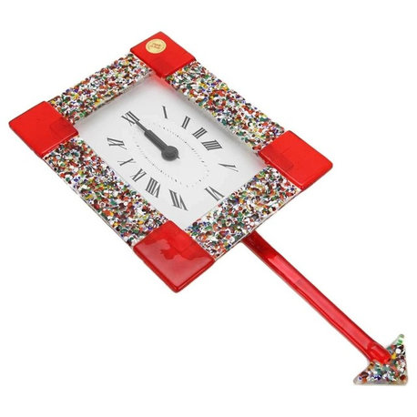 GlassOfVenice Murano Glass Wall Clock - Klimt Red