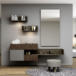 Dressing Table with Custom Shelves in Maya Bronze Finish by Inspired Elements - Dressing Tables