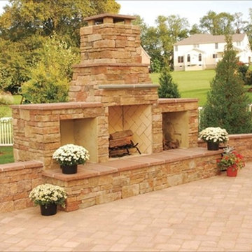 Outdoor Fireplace w/ EP Henry Cast Veneer Stone