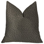 Plutus Brands - Modern Black Black Artificial Leather Luxury Throw Pillow, 18"x18" - Makes a bold visual statement in any space with this modern black black artificial leather luxury throw pillow. The fabric of this luxury pillow is a blend of PVC and Polyurethane.