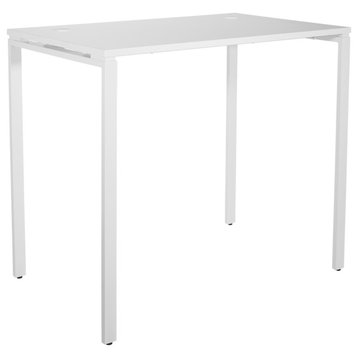 42" High Standing Desk With White Laminate Top and White Finish Metal Legs
