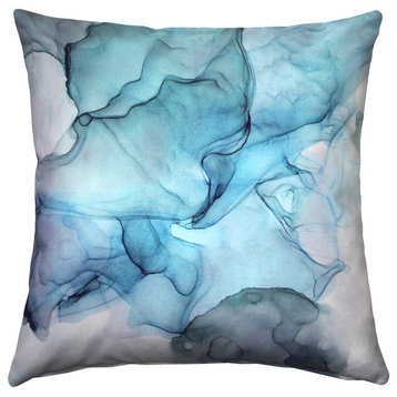 Karalina Design Watercolor Throw Pillow 20"x20", Khyber Haze Blue