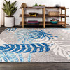 Tropics Palm Leaves Indoor/Outdoor Area Rug, Gray/Blue, 3 X 5