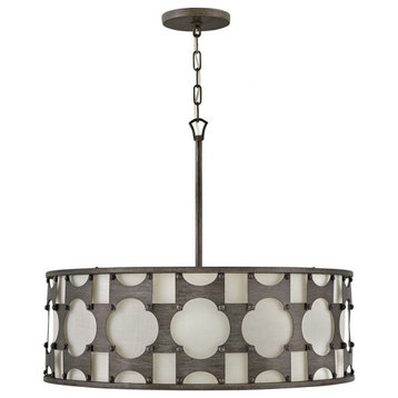 6 Light Large Drum Chandelier in Transitional Style - 28.5 Inches Wide by 24