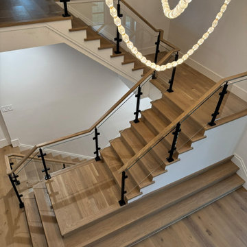 Project #132 | White Oak Staircase with Glass Balustrade