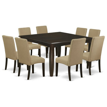 East West Furniture Parfait 9-piece Wood Dining Set in Cappuccino