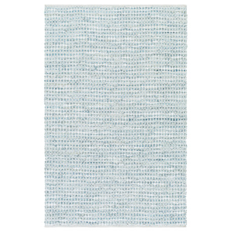 Jamie Hides and Leather Teal, Silver Gray Area Rug, 9'x13'