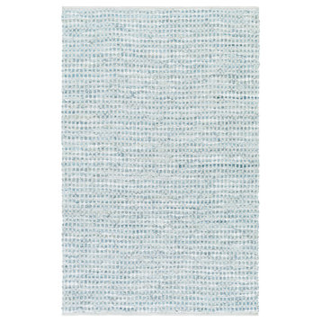 Jamie Hides and Leather Teal, Silver Gray Area Rug, 2'x3'