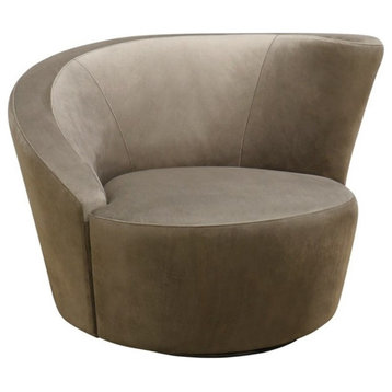 Pasargad Home Vicenza Premium Velvet Upholstered Swivel Chair Mocha