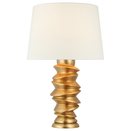 Karissa Medium Table Lamp in Antique Gold Leaf with Linen Shade