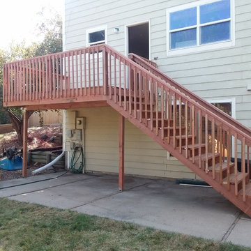 12x8 redwood tone Elevated Deck Build