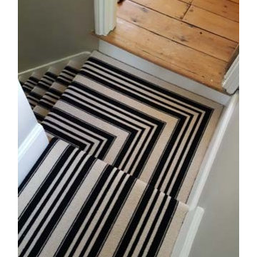 Black & White Stripe Carpet to Stairs and Landings
