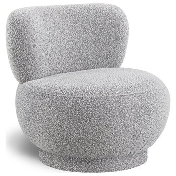 Calais Boucle Fabric Upholstered Accent Chair, Gray, Upholstered Base