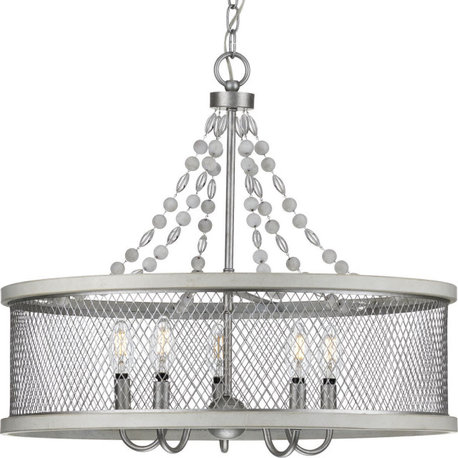 Progress Lighting P400205 Austelle 5 Light 24"W Beaded Drum - Galvanized Finish