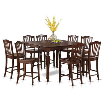 East West Furniture Chelsea 9-piece Wood Dining Set in Mahogany