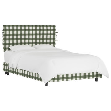 Bern King Slipcover Bed With Ties, Buffalo Square Sage