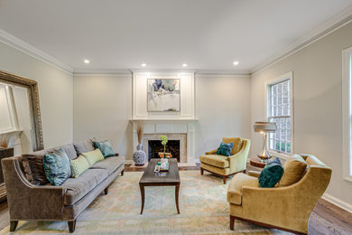 Example of a transitional enclosed living room design in Chicago
