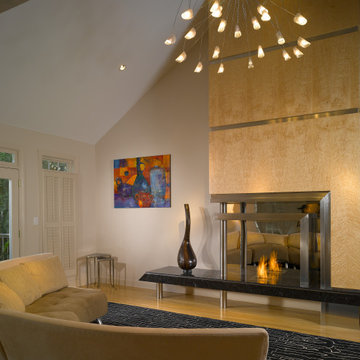 After View of Modern Living Room Fireplace