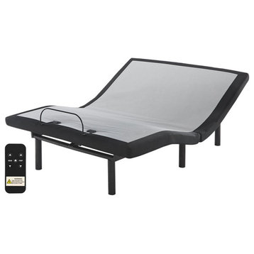Bowery Hill Adjustable King  Bed with USB Ports in Black