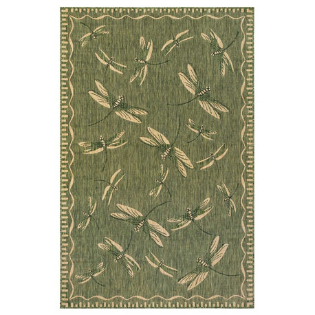 Carmel Dragonfly Indoor/Outdoor Rug, Green, 3'3"x4'11"