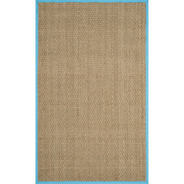 Safavieh Natural Fiber Seagrass Cotton NF114S 8'x10' Natural/Turquoise Rug