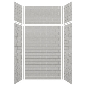 Transolid SaraMar 48"x36"x96" 6-Piece Shower Wall Kit With Extension, Grey Beach
