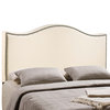 Curl Full Nailhead Upholstered Fabric Headboard, Ivory