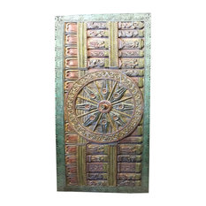 Mogulinterior - Conisgned Vintage Panel Carved Konark Sun Temple Chakra Door Wall Hanging - Wall Accents