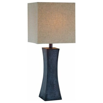 Table Lamp, Dark Walnut Finish Linen Fabric Shd, E27 A 100W