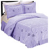 Ribbon Embroidered Faux Fur 3 Piece Bedspread Set, Lilac, King