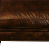 Leather Chesterfield Sofa  Wood  Brown Top Grain Leather  Nailhead