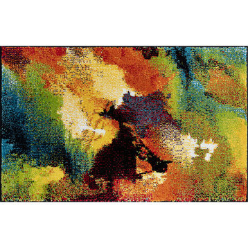 Vida Contemporary Abstract Multi-Color Scatter Mat Rug, 2'x3'
