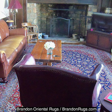 Persian Kashan oriental rug for living room of Upper Montgomery County farmhouse