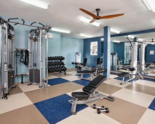 Raleigh Home Gym Design Ideas, Renovations & Photos with Blue Walls