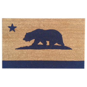 Hand Painted "California Bear" Welcome Mat, Midnight Navy Blue