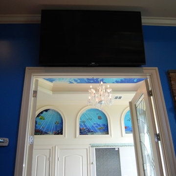 Sea Themed Murals in a Master Bathroom, hand-painted by Tom Taylor of Mural Art