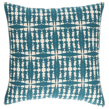 Ridgewood by A. Wyly for Surya Down Pillow, Teal/Cream, 20' x 20'