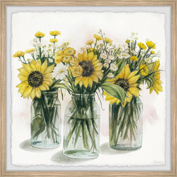 "Sunflowers, Glass Jars II" Framed Painting Print