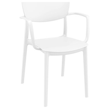 Lisa Outdoor Dining Arm Chair, Set of 2, White