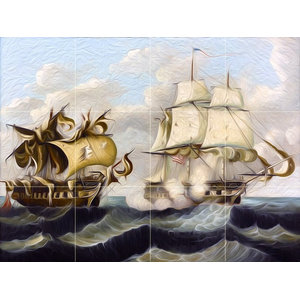 Nautical Ceramic Tile Set of 4 kiln fired 4.25/" x 4.25/" Sailing Ships