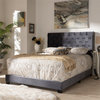 Baxton Studio Candace Velvet Tufted Queen Bed in Dark Grey