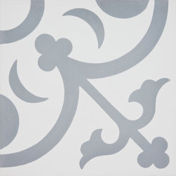 Moroccan Mosaic and Tile House - Nador Handmade Cement Tile, White/Gray, Sample - Tile