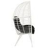Galzed Teardrop Patio Chair, Black Fabric and White Wicker