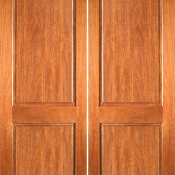 P-620 Interior Wood Mahogany 2 Panel Double Door - Interior Doors