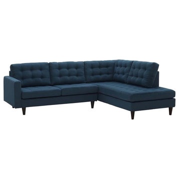 Modway Empress 2-Piece Fabric Upholstered Right-Facing Sectional in Azure