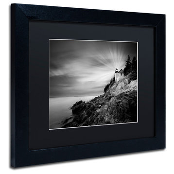 "Bass Harbor Lighthouse" Matted Framed Canvas Art by Moises Levy